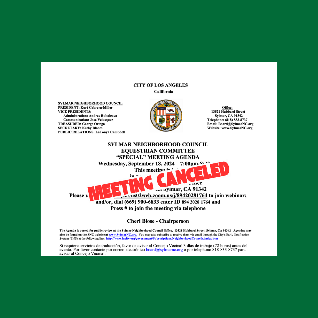 Tonight's Equestrian Committee CANCELLED (Rescheduled)