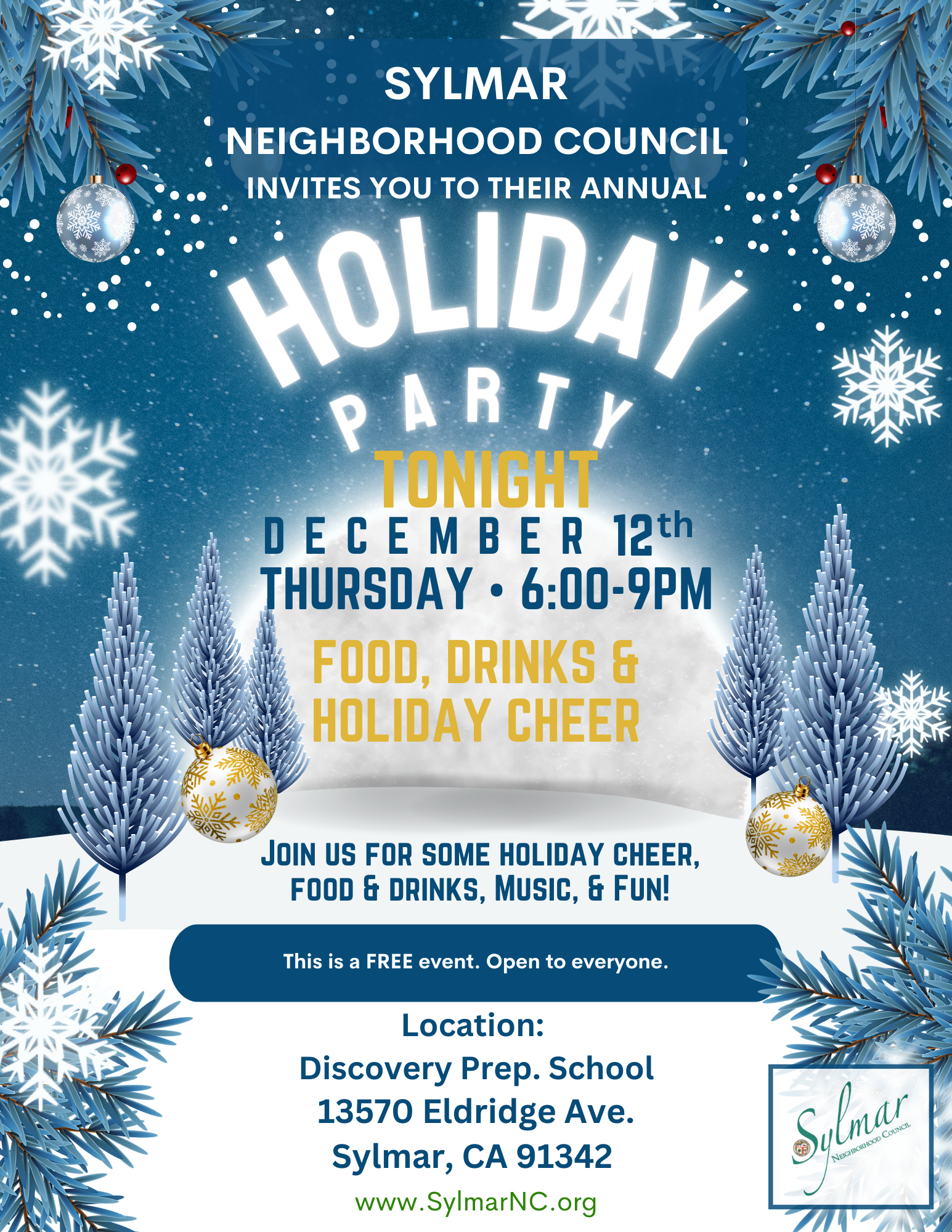 SPECIAL Holiday Event TONIGHT - Thursday, December 12th