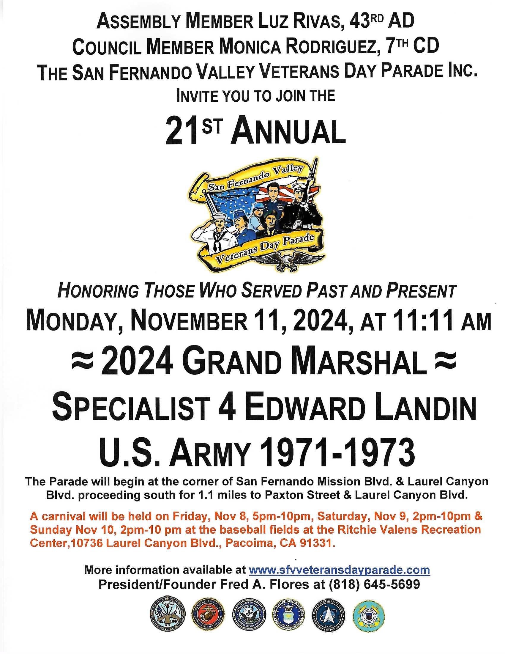 Veteran's Day Parade • Monday, Nov 11th 2024