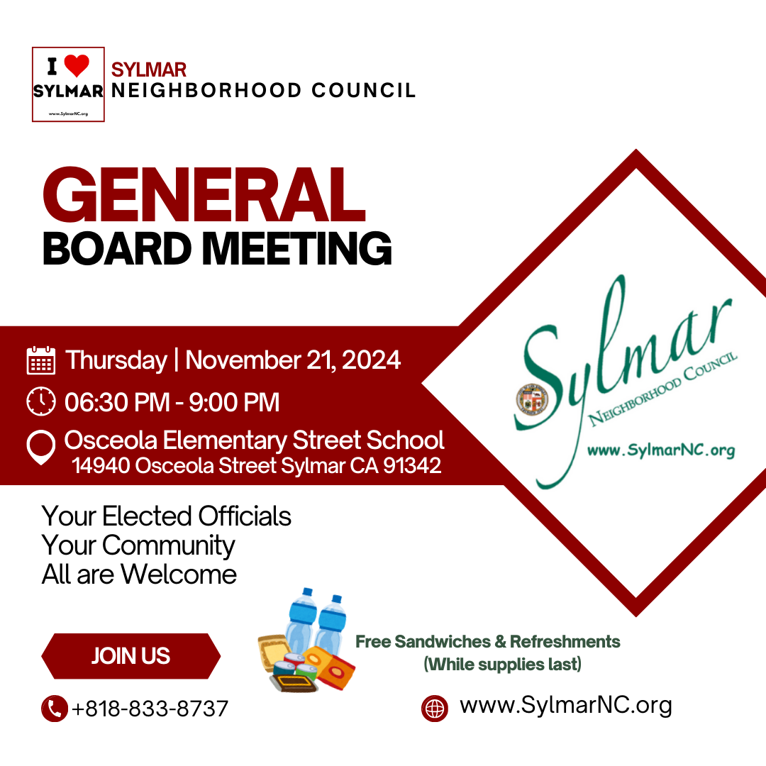 November 21st • Sylmar Neighborhood Council