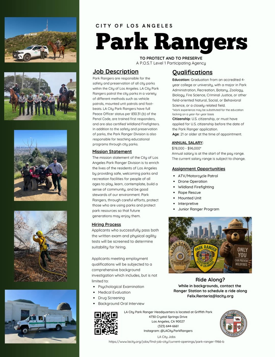 Now Hiring Park Rangers for the City of Los Angeles