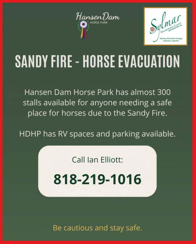 SPACE AVAILABLE for Horse Evacuations - Sandy Fire