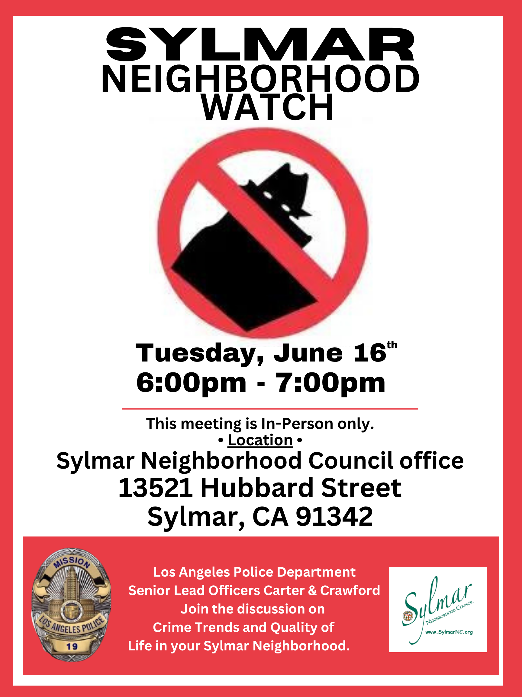 Sylmar LAPD Community Watch Meeting 6/16/2026