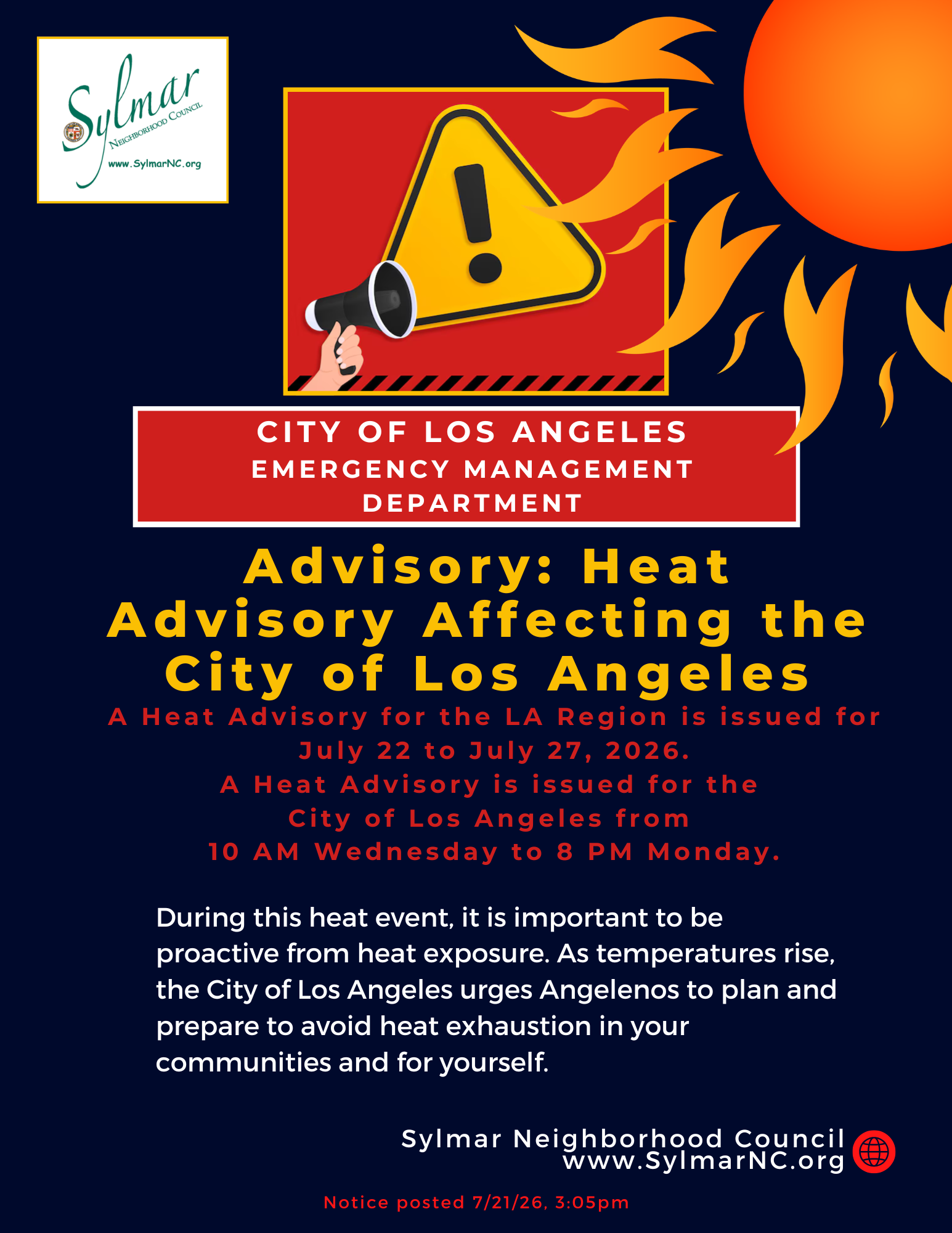 Advisory: Heat Advisory Affecting the City of Los Angeles