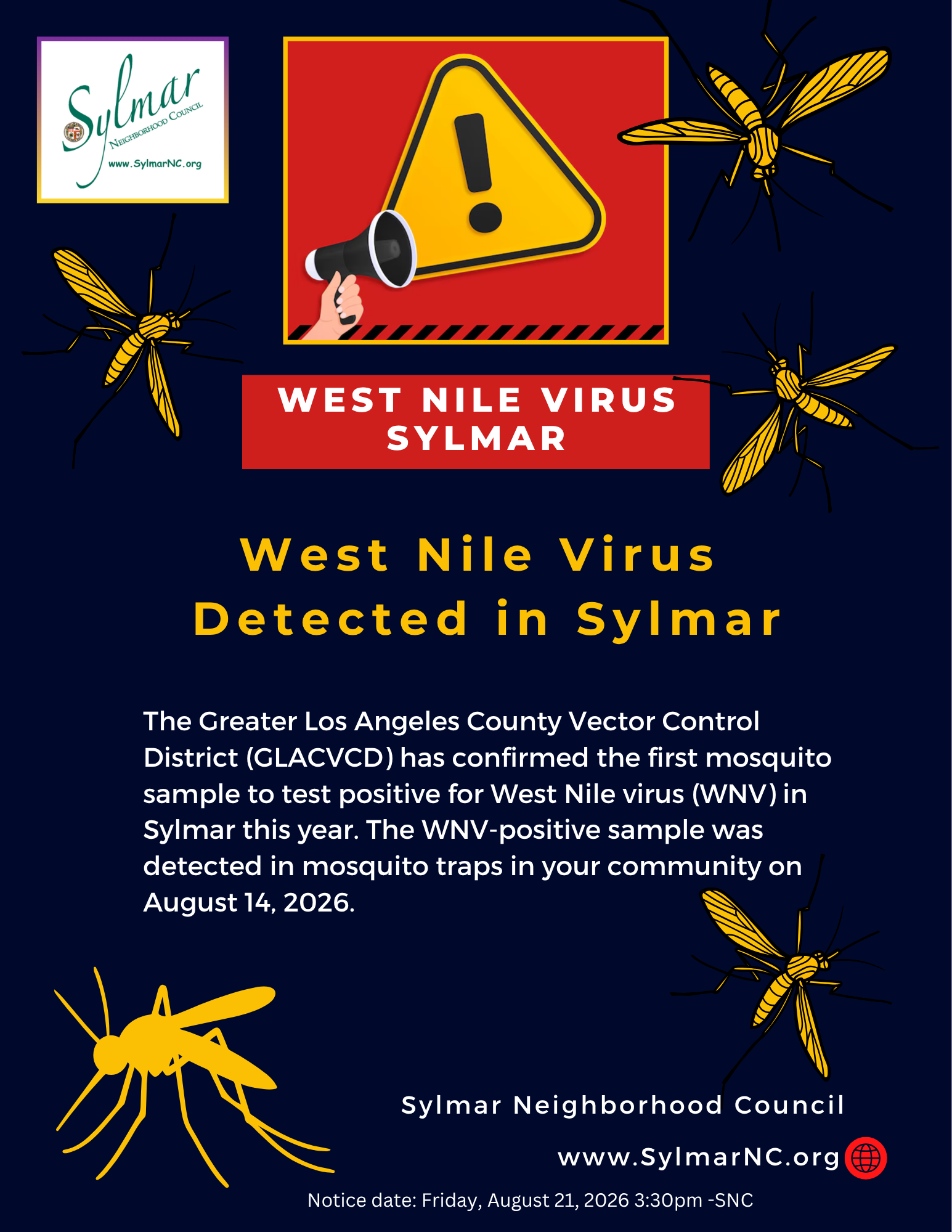 West Nile Virus Detected in Sylmar - Mosquitos