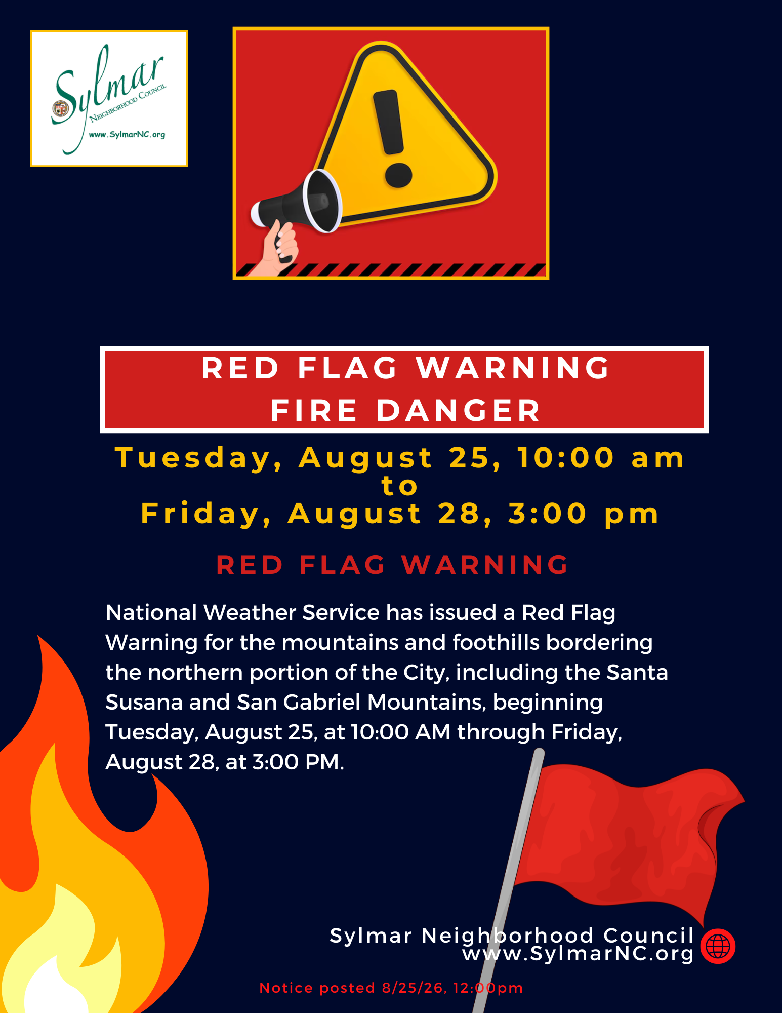 RED FLAG WARNING - FIRE DANGER