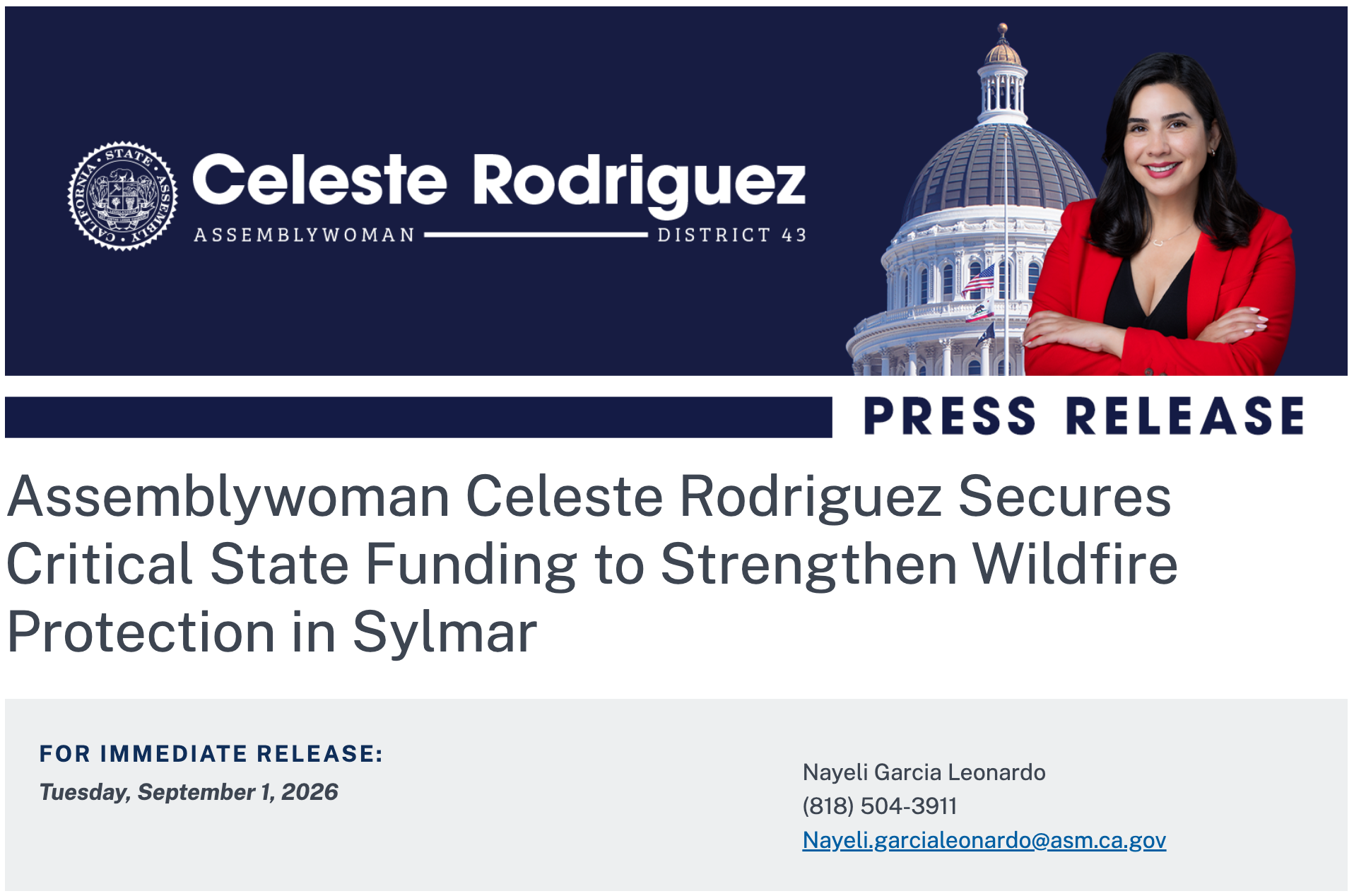 Assemblywoman Celeste Rodriguez brings $3.75 Million Dollars to Sylmar