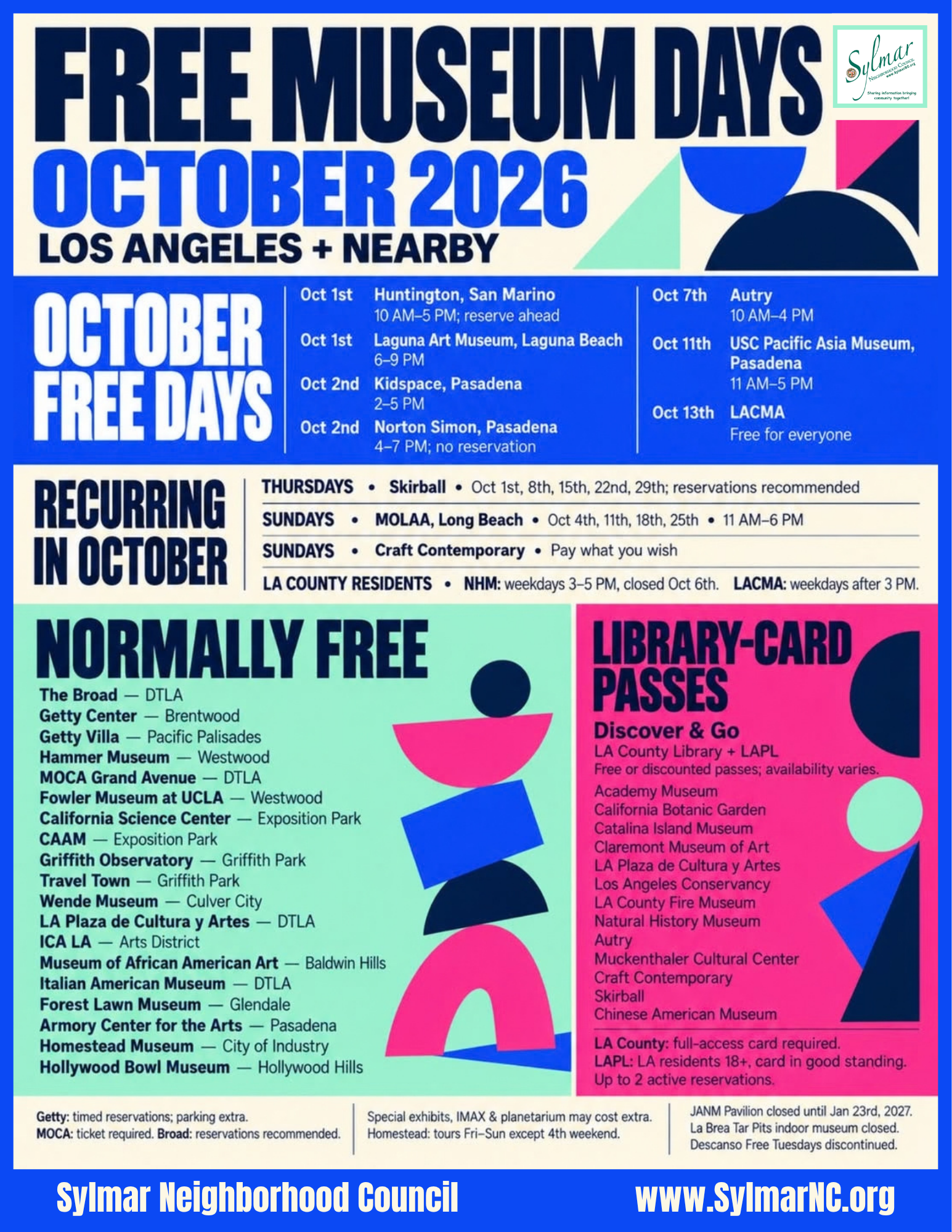 FREE Admission days in October - MUSEUMS