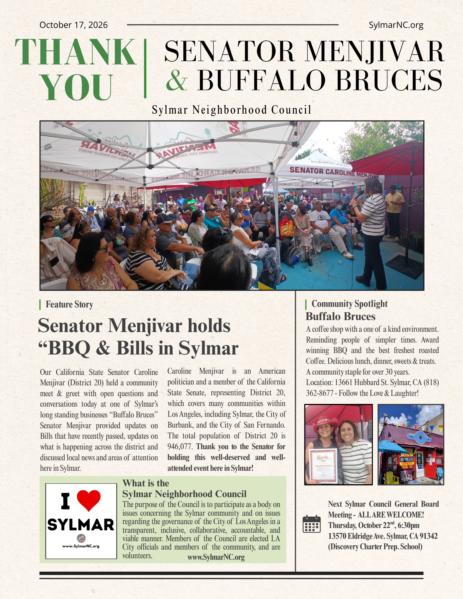 THANK YOU Senator Menjivar & Buffalo Bruces